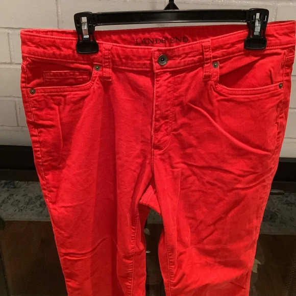 #212 Lands End Red Corduroy Straight Leg Pants Size 12 - Picture 2 of 4